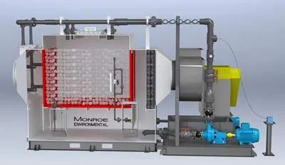 3D Rendering of a Horizontal Scrubber 3D Rendering of a horizontal cross-flow Packed Bed Scrubber