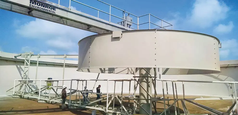 Circular Clarifier 90 ft. diameter wastewater Secondary Clarifier rebuild processes over 2 million gallons per day at a polymer plant