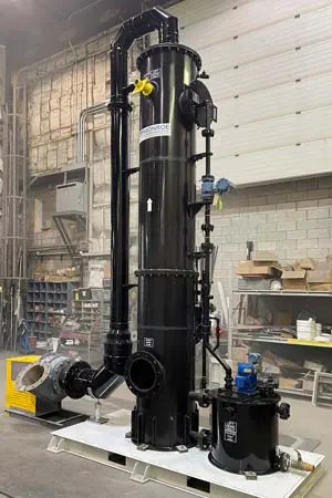 Plastic Packed Tower Scrubbing System Wet Scrubbing System for the removal of SO2 fumes, polypropylene construction